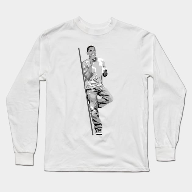 Casual Obama Portrait Long Sleeve T-Shirt by Soriagk